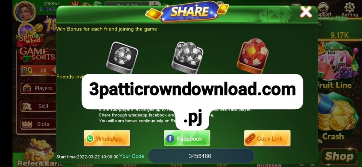 3patti Crown share screen used as a visual guide